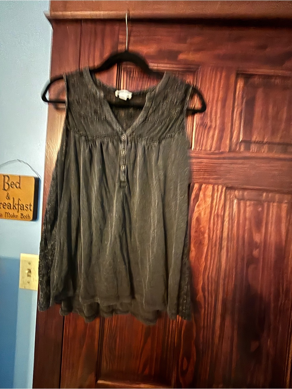 Sundance Black Sleeveless V-Neck Lace-Trim Tunic